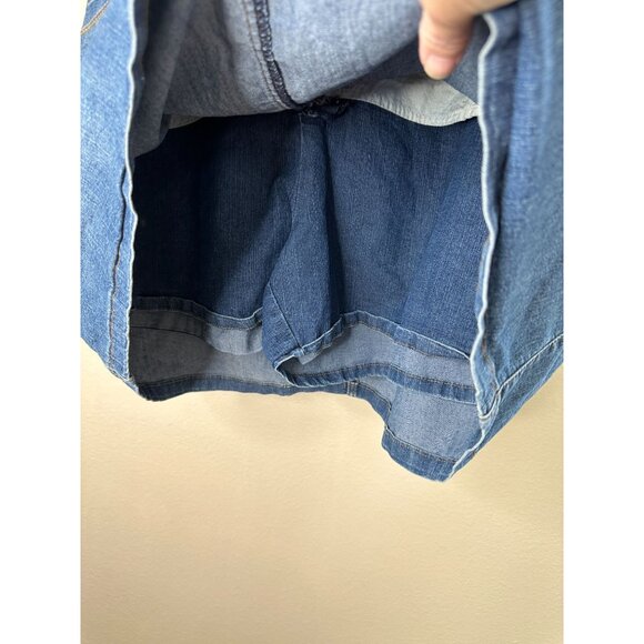 St Johns Bay Womens Denim Skort 20W jean button zipper shorts skirt mini - Picture 5 of 6